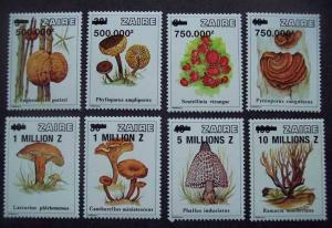 1993 Zaire 1067-1074 Mushrooms / Overprint - # 597-604 26,00 €