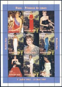 Burkina Faso 1997 Sc 1090A Diana Princess of Wales Stamp**