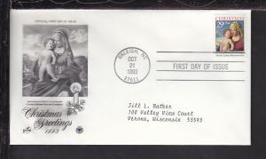 US Christmas Madonna 1993 PCS Typed FDC BIN