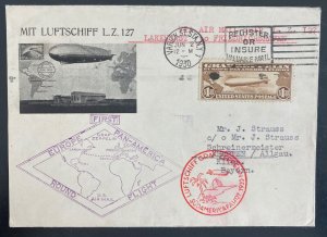 1930 USA Graf Zeppelin cover Around the World to Kempten Germany Sc # C14