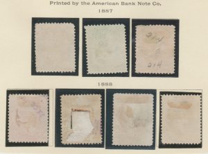 19th Century #212-218 American Bank Note Set of 1888 - Fine & Better - $286.35