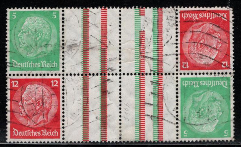 Germany Sc# 392 (2), 406 (2), 4 labels, used, tete beche, se-tenant, Mi# KZ17