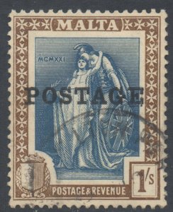 Malta Scott 125 - SG152, 1926 Postage Overprint 1/- used