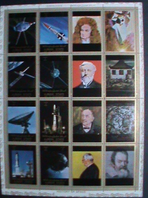​AJMAN STAMP-AIRMAIL-SPACE PROGRAMS & WORLD FAMOUS PEOPLES CTO LARGE SHEET VF