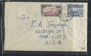 ZANZIBAR  (PP2608B)  1962  SULTAN    20C  +30C     COVER TO USA