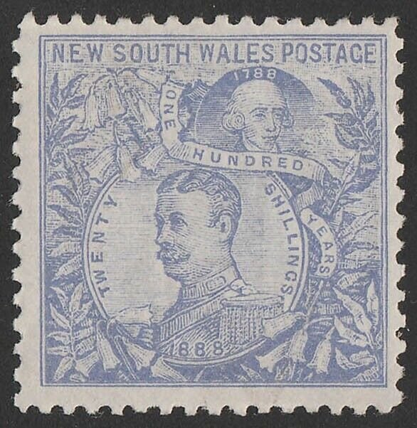 NEW SOUTH WALES 1890 Carrington 20/- wmk '20/- NSW' in circle, perf 12x11.