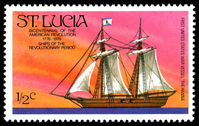 ST LUCIA Sc 379 MNH -1976 ½c - Hanna, First US Warship