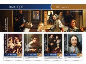 MALDIVES 2015 SHEET BAROQUE ART PAINTINGS mld15-1001a