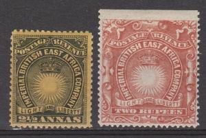 BRITISH EAST AFRICA 1890 LIGHT AND LIBERTY 21/2A AND 2R