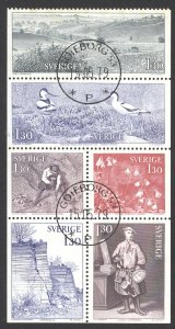 Sweden Sc# 1247a Used Booklet Pane 1978 Carl von Linne