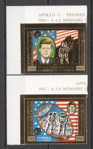 A1006 Gold Khmere Space Kennedy Apollo 11 Apollo 17 Michel 240 Euro !!! 2St Mnh