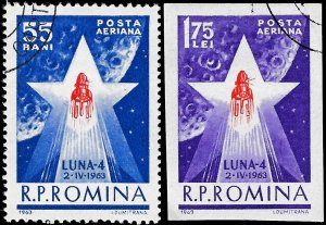 Romania 1963 Sc C135-36 U cto vf Soviet space explorations