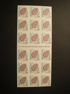 Scott 2491a, 29c Pine Cone, Pane of 18, #B4, MNH Booklet Beauty