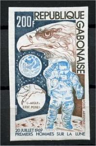 GABON 200F AIRPOST 5th anniversary of men on moon 1973 IMPER