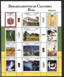 COLOMBIA Sc 1204-6 NH MINISHEETS OF 2003 - DEPARTMENTS