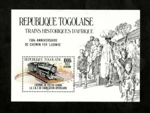 Togo 1985 - Ludwig Train, Railroad of Ghana - Souvenir Sheet - Scott 1359 - MNH