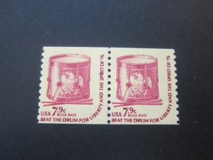 United States 1976 Sc 1615 coil stamp pair MNH