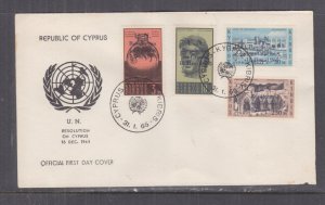 CYPRUS, 1966 UN Resolution overprint set of 4, Illustrated First Day cover.