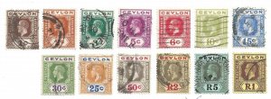 1912-25 CEYLON, SG  301-317  13 valori  USED