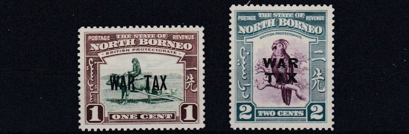 NORTH BORNEO  1941  S G 318 - 319  WAR TAX PAIR  MH