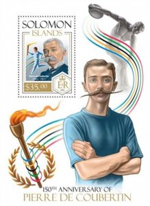 Solomon Islands - 2013 Pierre de Coubertin - Souvenir Sheet - 19M-332