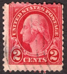 1923, US 2c Washington, Used, Thin, Sc 595