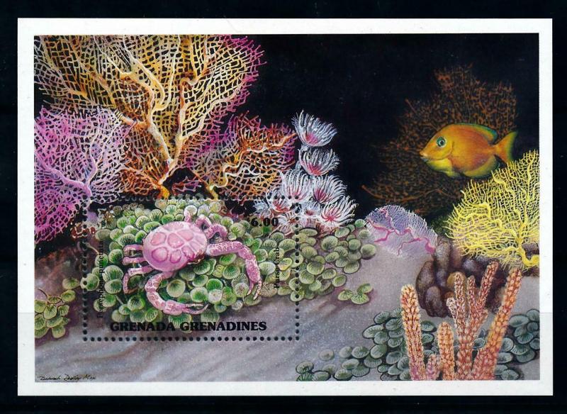 [99667] Grenada Grenadines 1990 Marine Life Sea Crab Fish Souvenir Sheet MNH