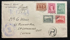 1929 St Johns Newfoundland Registered Commercial Cover To St Catherine’s Canada