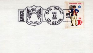 US SPECIAL PICTORIAL POSTMARK POSTAL CARD SANDICAL AT SAN DIEGO 1976 - Type2