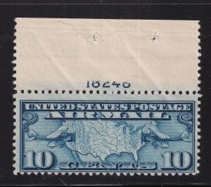 1926 Sc C7 AIRMAIL 10c blue MNH plate number single Hebert CV $14 (SB