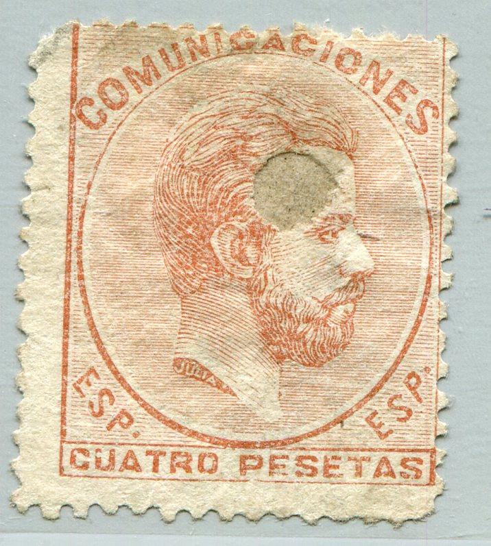 SPAIN #188 Average Used Issue - NO GUM PUNCHED CANCEL - KING AMADEO - S7815