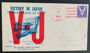 1945 Victory Wi USA Patriotic cover to Pittsburg Pa Victory in Japan