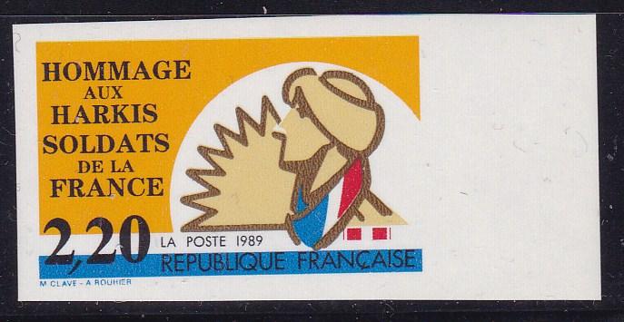 France 1989 (1) 2.20fr Harki Soldiers of France IMPERF  Post Office Fresh VF/NH