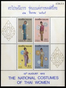 Thailand #632a, 1972 Costumes souvenir sheet, never hinged, light edge toning