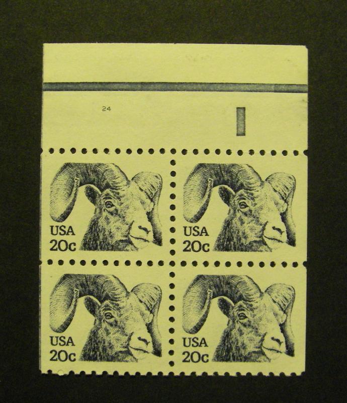 Scott 1949, 20c Bighorn booklet single, MNH Beauty