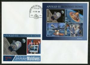 MALDIVES  2019 50th ANNIVERSARY OF APOLLO 11 MISSION  SHEET FDC