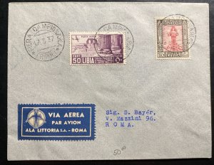 1937 Tripoli Libia Rare Airmail cover To Rome Italy