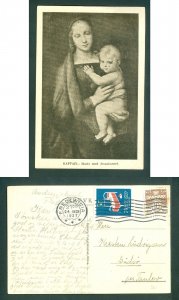 Denmark. Christmas Card 1937. Seal + 10 Ore. 24 Dec. Fredericia. Maria & Jesus.