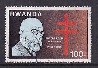 Rwanda   #1106  used  1982  Bacillus centenary Koch 100fr