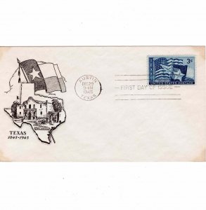 USA 1945 FDC Sc 938 Texas United States First Day Cover McIntyre Cachet