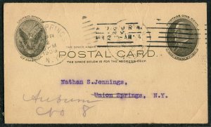 1906 US Postal Card McKinley 1c Auburn NY Masonic Relief Association Assessment