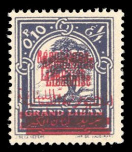 Lebanon #86 (YT 98c) Cat€65, 1928 .10p dark violet, double overprint, never...