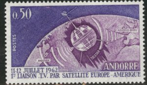 (French) Andorra Scott 154 MNH** Telstar Satellite 1962