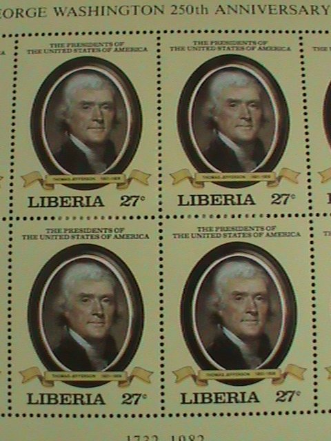 LIBERIA: 1981-SC#907 AMERICAN PRESIDENT -THOMAS JEFFERSON ,MINT-FULL SHEET