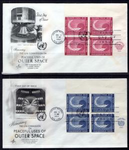 UN New York 112-113 Space Plate Blocks Artcraft Set of Two U/A FDC