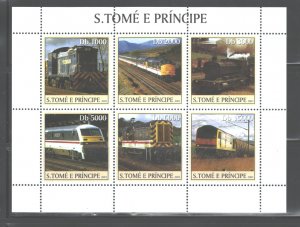 S TOME E PRINCIPE 2003 TRAINS M.S.. #1560