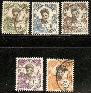 Indichina Indochine 5 Different Used F/VF 1922 SCV $3.50