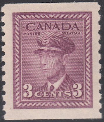 Canada 1948 MNH Scott #280 3c rose violet Coil George VI War Issue