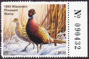 1995 Wisconsin Pheasant Stamp Mint Never Hinged VF