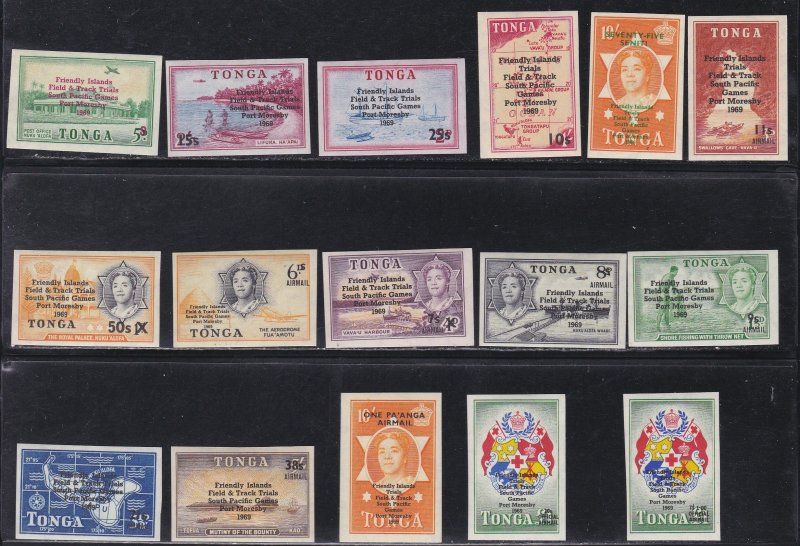 Tonga # 210-215, C47-54, CO19-20, South Pacific Games Surcharges, NH, 1/2 Cat.